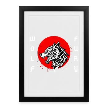 Wolf Fury Tribal Wolf: Powerful, impactful design - Framed poster (27 × 37 cm) - black - Front
