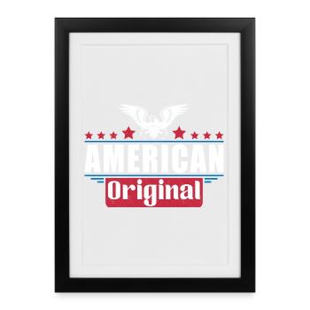 Aigle patriotique drapeau américain Design - Affiche encadrée (27 × 37 cm) - noir - Devant
