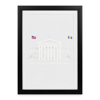 Philadelphia, Hand Drawing Façade Culture USA - Framed poster (27 × 37 cm) - black - Front