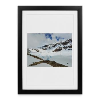 Alpine landscape, turquoise icy lake - Framed poster (27 × 37 cm) - black - Front