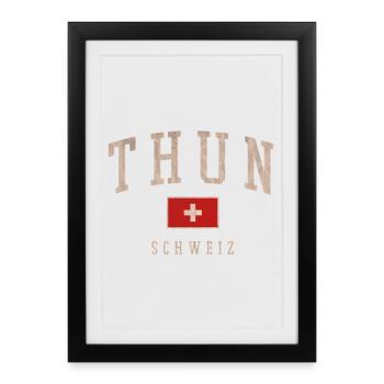 Thun Schweiz Vintage Logo - Gerahmtes Poster (27 × 37 cm) - Schwarz - Vorne