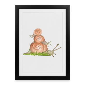 Vineyard snails on snail family excursion - Framed poster (27 × 37 cm) - black - Front
