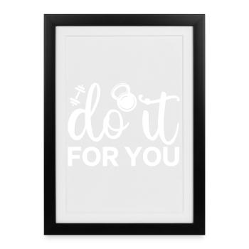 Script de remise en forme motivante avec icône de kettlebell - Affiche encadrée (27 × 37 cm) - noir - Devant