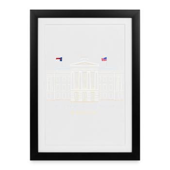 Raleigh, Drawing North Carolina Capitol, USA - Framed poster (27 × 37 cm) - black - Front