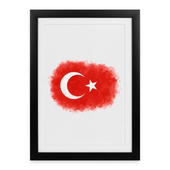 Drapeau de la Turquie - Affiche encadrée (27 × 37 cm) - noir - Devant