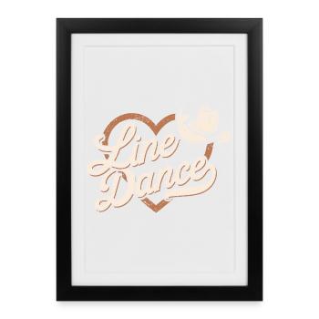 Cœur de danse en ligne avec un chapeau de cowboy - Affiche encadrée (27 × 37 cm) - noir - Devant