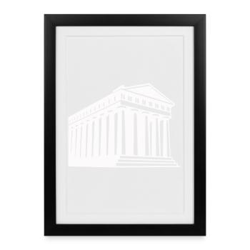 Illustration du temple grec antique - Affiche encadrée (27 × 37 cm) - noir - Devant