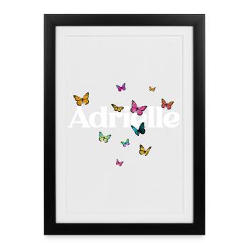 Beautiful girl's name with butterflies ADRIELLE - Framed poster (27 × 37 cm) - black - Front