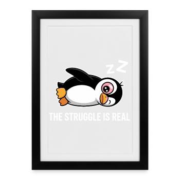 Penguin Funny Saying - Framed poster (27 × 37 cm) - black - Front