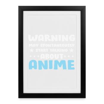Anime conversation avertissement disant chemise - Affiche encadrée (27 × 37 cm) - noir - Devant