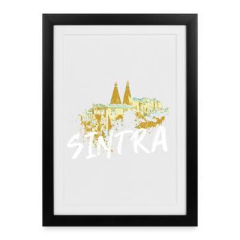 Palais national Sintra illustration Portugal - Framed poster (27 × 37 cm) - black - Front