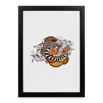 Spirale orange motif noir et blanc - Affiche encadrée (27 × 37 cm) - noir - Devant