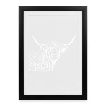 Cadeau de bovins Highland écossais - Affiche encadrée (27 × 37 cm) - noir - Devant