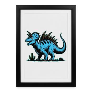Conception de dinosaure mutant bleu - Affiche encadrée (27 × 37 cm) - noir - Devant