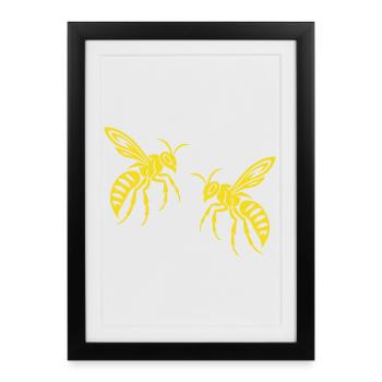Bee Wasp - Framed poster (27 × 37 cm) - black - Front