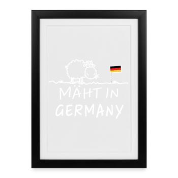 Tondre en Allemagne – Funny Farm Saying Sheep - Affiche encadrée (27 × 37 cm) - noir - Devant