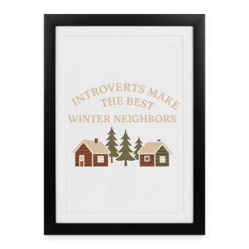 Cabincore Saison hivernale douillette pour prendre soin de soi - Affiche encadrée (27 × 37 cm) - noir - Devant
