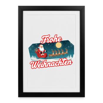 Santa Sleigh Christmas Scene - Framed poster (27 × 37 cm) - black - Front