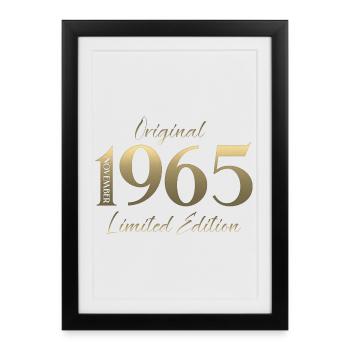 60ème Anniversaire Original Novembre Millésime 1965 - Affiche encadrée (27 × 37 cm) - noir - Devant