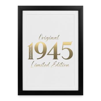 80e anniversaire Original Novembre Né en 1945 - Affiche encadrée (27 × 37 cm) - noir - Devant