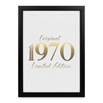 55. Geburtstag Original November Jahrgang 1970  - Gerahmtes Poster (27 × 37 cm) - Schwarz - Vorne
