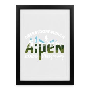 Traversée des Alpes 2026, Oberstdorf Merano, randonnée - Affiche encadrée (27 × 37 cm) - noir - Devant