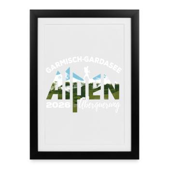 Traversée des Alpes 2026 Garmisch Lac de Garde Randonnée - Affiche encadrée (27 × 37 cm) - noir - Devant