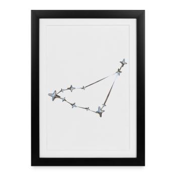 Rangée d’étoiles Conception de constellation - Affiche encadrée (27 × 37 cm) - noir - Devant