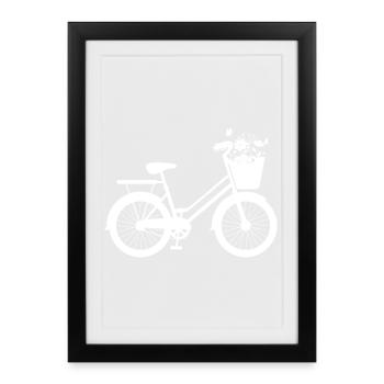Vélo floral idée cadeau  - Affiche encadrée (27 × 37 cm) - noir - Devant