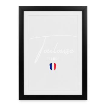 Toulouse, France, design élégant Toulouse - Affiche encadrée (27 × 37 cm) - noir - Devant