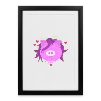 Pig Love Pop - Framed poster (27 × 37 cm) - black - Front