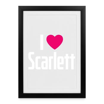 J’adore Scarlett Pink Heart J’adore Scarlett - Affiche encadrée (27 × 37 cm) - noir - Devant