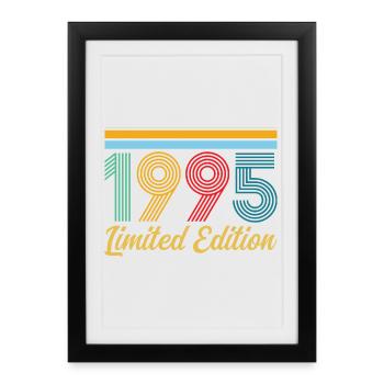 Anniversaire 1995 Né en 1995 Vintage Rétro Cadeau - Affiche encadrée (27 × 37 cm) - noir - Devant