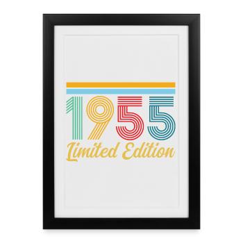 Anniversaire 1955 Né en 1955 Vintage Rétro Cadeau - Affiche encadrée (27 × 37 cm) - noir - Devant