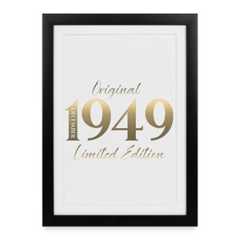 76e anniversaire Original décembre Né en 1949 - Affiche encadrée (27 × 37 cm) - noir - Devant