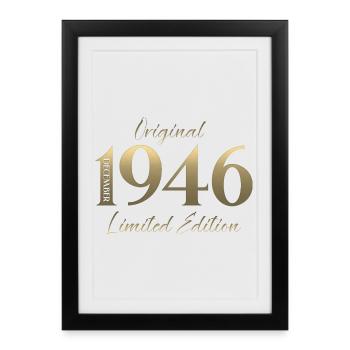 79e anniversaire Original décembre Né en 1946 - Affiche encadrée (27 × 37 cm) - noir - Devant