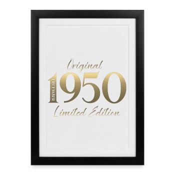 75e anniversaire Original Décembre Né en 1950 - Affiche encadrée (27 × 37 cm) - noir - Devant