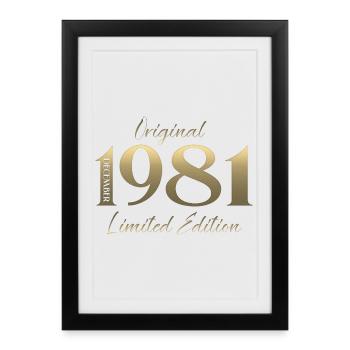 44e anniversaire Original Décembre Né en 1981 - Affiche encadrée (27 × 37 cm) - noir - Devant
