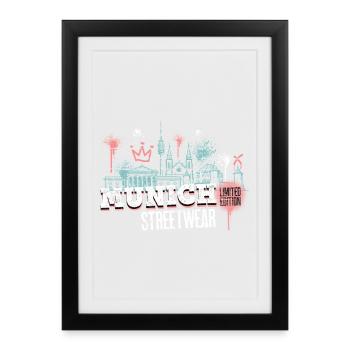 Munich Munich Skyline City Germany Graffiti - Framed poster (27 × 37 cm) - black - Front