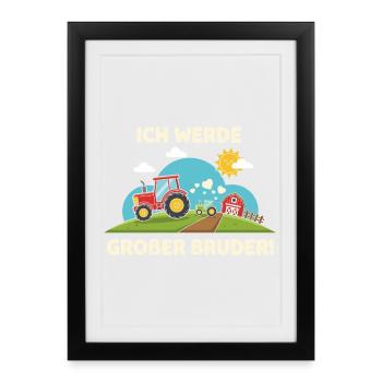 Je vais faire la ferme de tracteurs Big Brother mignonne - Affiche encadrée (27 × 37 cm) - noir - Devant