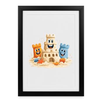 Dessin animé du Trio de Strandburg - Affiche encadrée (27 × 37 cm) - noir - Devant
