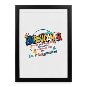 Marseille Slang Art - Emboucaner Expression Design - Affiche encadrée (27 × 37 cm) - noir - Devant