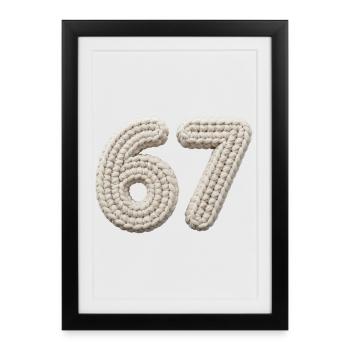 67 Memes – Knitted Number in Beige - Framed poster (27 × 37 cm) - black - Front