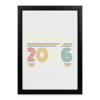 Cadeau d’anniversaire rétro vintage 2006 - Affiche encadrée (27 × 37 cm) - noir - Devant