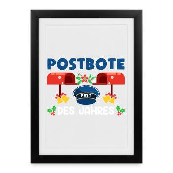 Christmas holidays POSTMAN OF THE YEAR Funny - Framed poster (27 × 37 cm) - black - Front