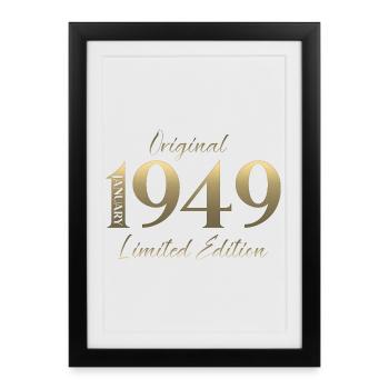 77e anniversaire Original janvier Né en 1949 - Affiche encadrée (27 × 37 cm) - noir - Devant