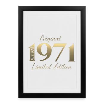 55e anniversaire Original janvier Né en 1971 - Affiche encadrée (27 × 37 cm) - noir - Devant