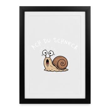 Oh, espèce d’escargot ! Jeu de mots drôle, escargot - Affiche encadrée (27 × 37 cm) - noir - Devant