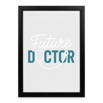 Future conception du stéthoscope Doctor - Affiche encadrée (27 × 37 cm) - noir - Devant