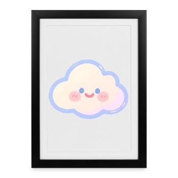 Pastel Cloud Cuddly Charm Kids Cloud - Framed poster (27 × 37 cm) - black - Front